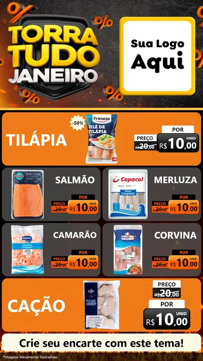 Modelo de TV para TV Vertical com o tema Torra Tudo Janeiro para Peixaria