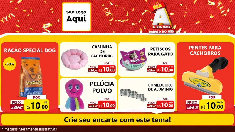 Modelo de TV para TV Horizontal com o tema Dia A o Dia Mais Barato do Mês para Pet Shop
