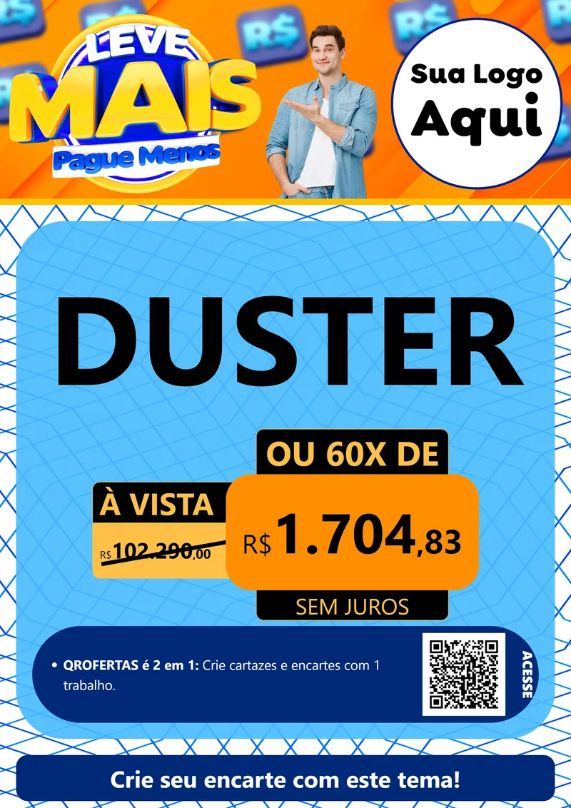 Modelo de Cartaz para Cartaz A4 Vertical com o tema Leve Mais, Pague Menos para Concessionaria de Carros