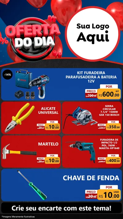 Modelo de TV para TV Vertical com o tema Oferta do Dia para Maquinas e Ferramentas
