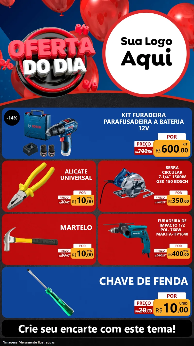 Modelo de TV para TV Vertical com o tema Oferta do Dia para Maquinas e Ferramentas