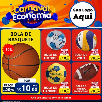Modelo de Rede Social para Feed Facebook com o tema Carnaval da Economia para Artigos Esportivos