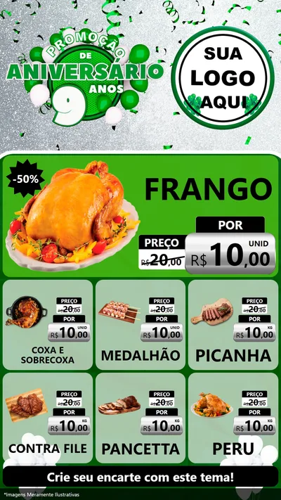 Modelo de Rede Social para Stories com o tema Promoção de Aniversário - 9 Anos para Assados