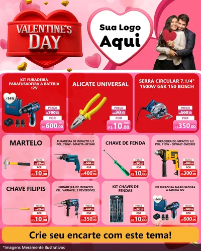 Modelo de Rede Social para Feed Instagram com o tema Valentine's Day para Maquinas e Ferramentas