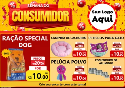 Modelo de Encarte para Encarte A4 Horizontal com o tema Semana do Consumidor para Pet Shop