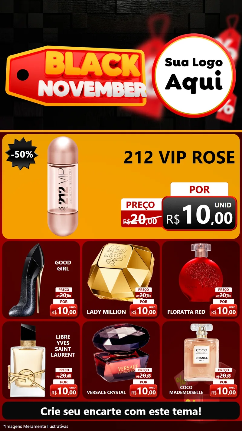 Modelo de Rede Social para Stories com o tema Black November para Perfumes
