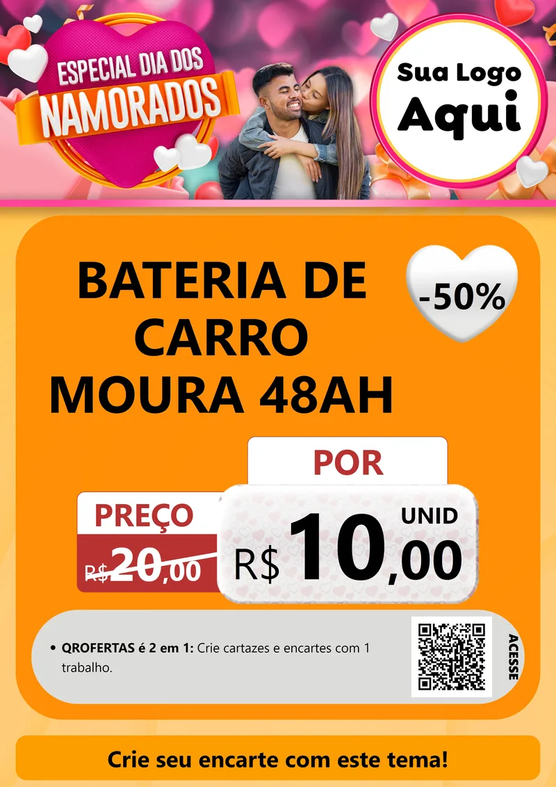 Modelo de Cartaz para Cartaz A4 Vertical com o tema Especial Dia dos Namorados para Baterias Elétricas