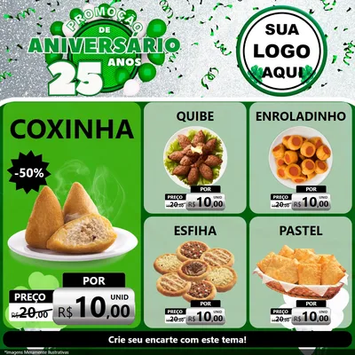 Modelo de Rede Social para Feed Facebook com o tema Promoção de Aniversário - 25 Anos para Salgadaria