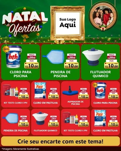 Modelo de Rede Social para Feed Instagram com o tema Natal de Ofertas para Produtos para Piscina