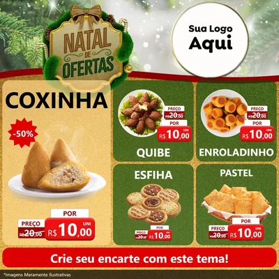 Modelo de Rede Social para Feed Facebook com o tema Ofertas de Natal para Salgadaria