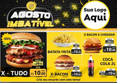Modelo de Encarte para Encarte A4 Horizontal com o tema Agosto Imbatível para Hamburgueria