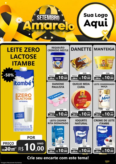 Modelo de Encarte para Encarte A4 Vertical com o tema Setembro Amarelo para Frios e Laticínios