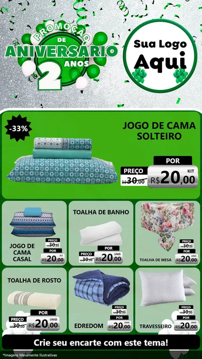 Modelo de Rede Social para Stories com o tema Promoção de Aniversário - 2 Anos para Cama, Mesa e Banho