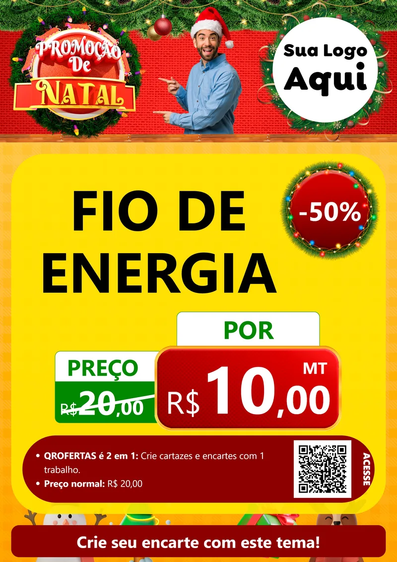Modelo de Cartaz para Cartaz A4 Vertical com o tema Promoção de Natal para Materiais Elétricos