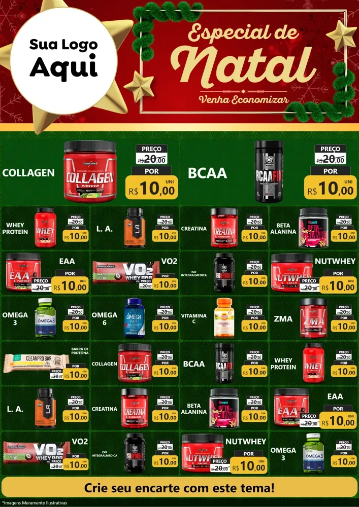 Modelo de Encarte para Encarte A4 Vertical com o tema Especial de Natal para Suplementos alimentares