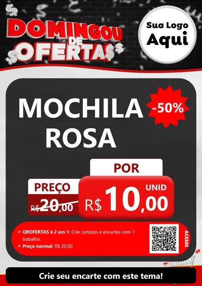 Modelo de Cartaz para Cartaz A4 Vertical com o tema Domingou de Ofertas para Papelaria