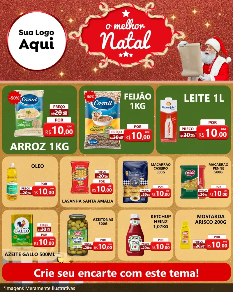 Modelo de Rede Social para Feed Instagram com o tema O Melhor Natal para Supermercado