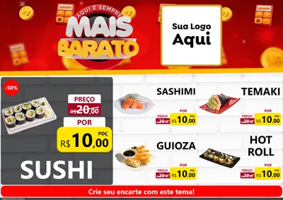 Modelo de Encarte para Encarte A4 Horizontal com o tema Mais Barato para Comida japonesa