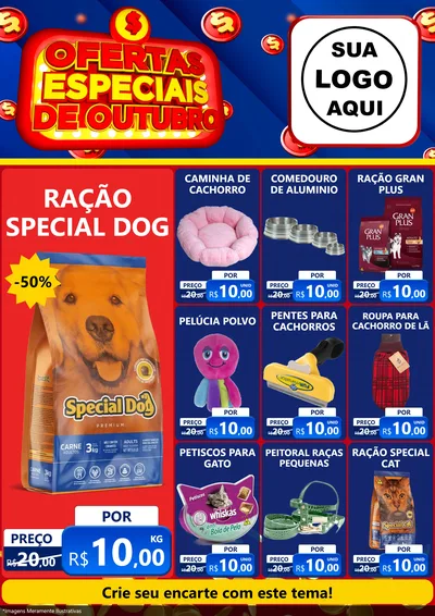 Modelo de Encarte para Encarte A4 Vertical com o tema Ofertas Especiais de Outubro para Pet Shop