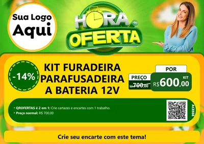Modelo de Cartaz para Cartaz A4 Horizontal com o tema Hora da Oferta para Maquinas e Ferramentas