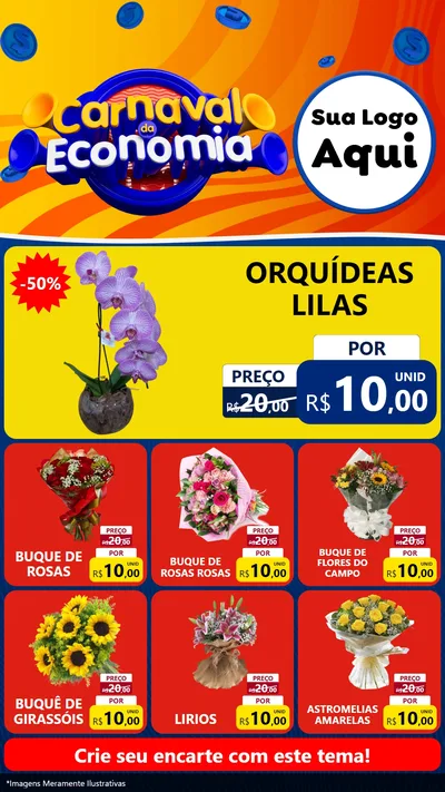 Modelo de Rede Social para Stories com o tema Carnaval da Economia para Floricultura e jardim