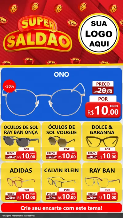 Modelo de Rede Social para Stories com o tema Super Saldão para Óticas