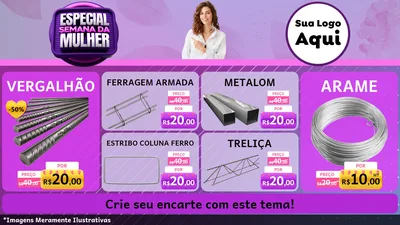 Modelo de TV para TV Horizontal com o tema Especial Semana da Mulher para Ferragens