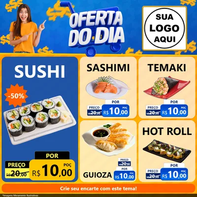 Modelo de Rede Social para Feed Facebook com o tema Oferta do Dia para Comida japonesa