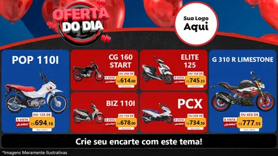 Modelo de TV para TV Horizontal com o tema Oferta do Dia para Concessionaria de Motos