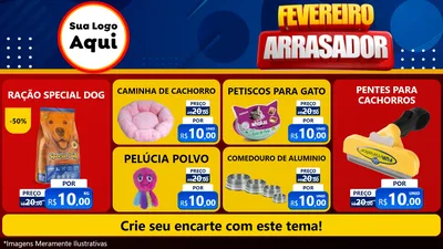 Modelo de TV para TV Horizontal com o tema Fevereiro Arrasador para Pet Shop