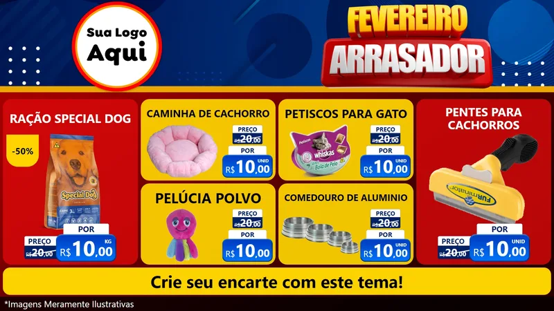 Modelo de TV para TV Horizontal com o tema Fevereiro Arrasador para Pet Shop