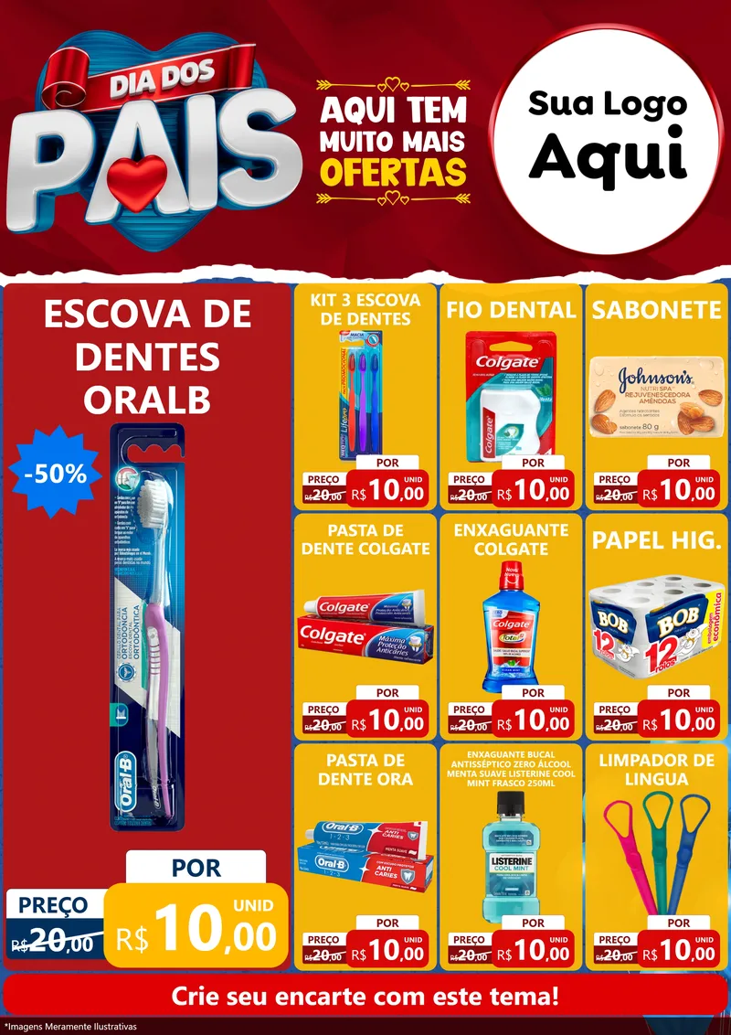 Modelo de Encarte para Encarte A4 Vertical com o tema Dia dos Pais para Higiene Pessoal