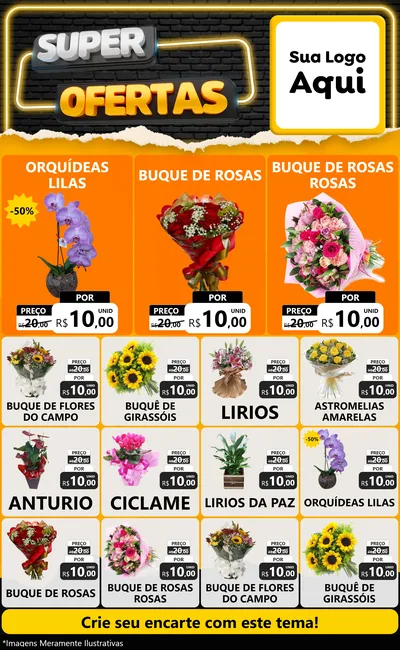 Modelo de Encarte para Encarte Grande com o tema Super Ofertas para Floricultura e jardim