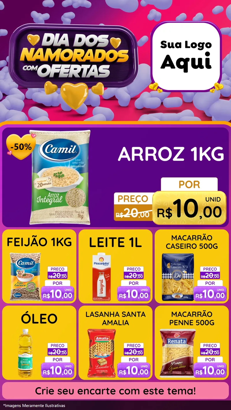 Modelo de Rede Social para Stories com o tema Dia Dos Namorados Com Ofertas para Supermercado