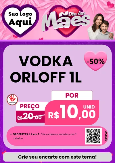 Modelo de Cartaz para Cartaz A4 Vertical com o tema Dia das Mães para Distribuidora de bebidas