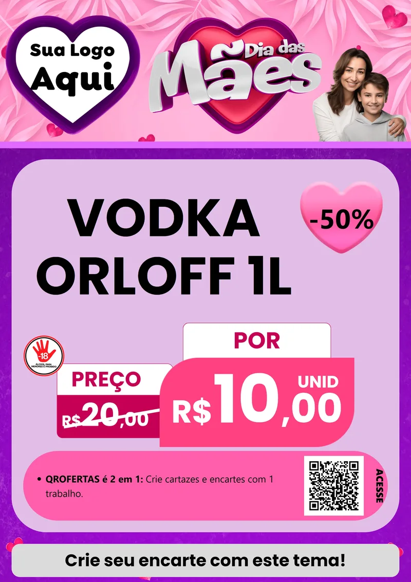 Modelo de Cartaz para Cartaz A4 Vertical com o tema Dia das Mães para Distribuidora de bebidas