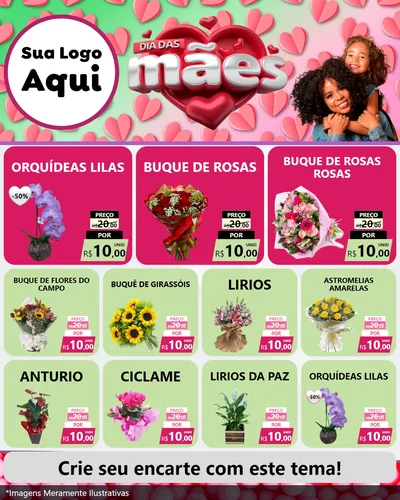 Modelo de Rede Social para Feed Instagram com o tema Dia das Mães para Floricultura e jardim
