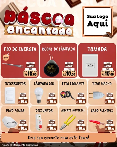 Modelo de Rede Social para Feed Instagram com o tema Páscoa Encantada para Materiais Elétricos