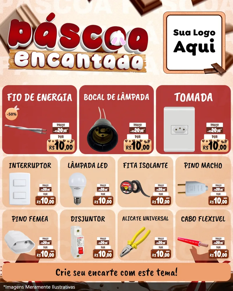 Modelo de Rede Social para Feed Instagram com o tema Páscoa Encantada para Materiais Elétricos