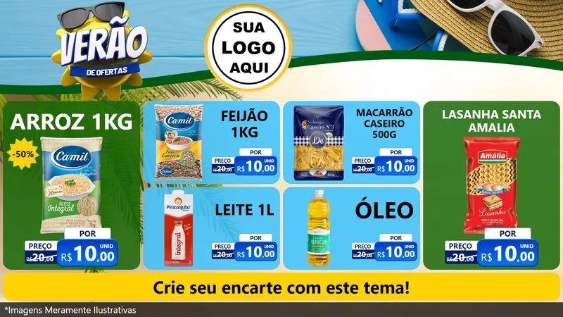 Modelo de TV para TV Horizontal com o tema Verão de Ofertas para Supermercado