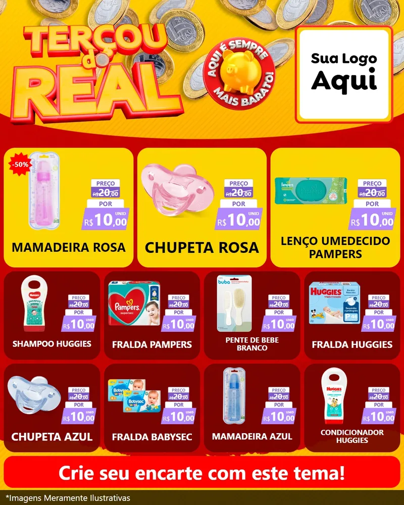Modelo de Rede Social para Feed Instagram com o tema Terçou do Real para Bebês