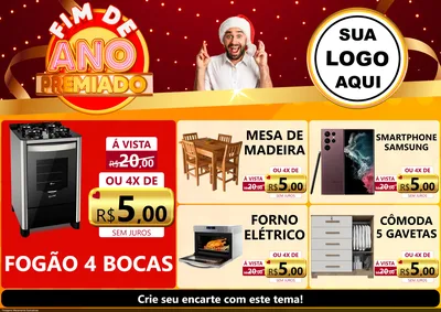 Modelo de Encarte para Encarte A4 Horizontal com o tema Fim de Ano Premiado para Móveis e Eletro