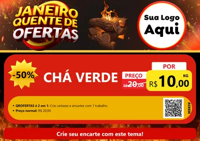 Modelo de Cartaz para Cartaz A4 Horizontal com o tema Janeiro Quente de Ofertas para Produtos Naturais