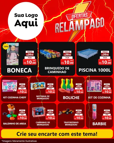Modelo de Rede Social para Feed Instagram com o tema Ofertas Relâmpago para Brinquedos