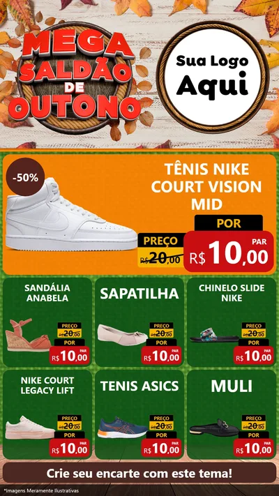 Modelo de Rede Social para Stories com o tema Mega Saldão de Outono para Calçados