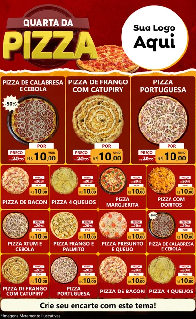 Modelo de Encarte para Encarte Grande com o tema Quarta da Pizza para Pizzaria