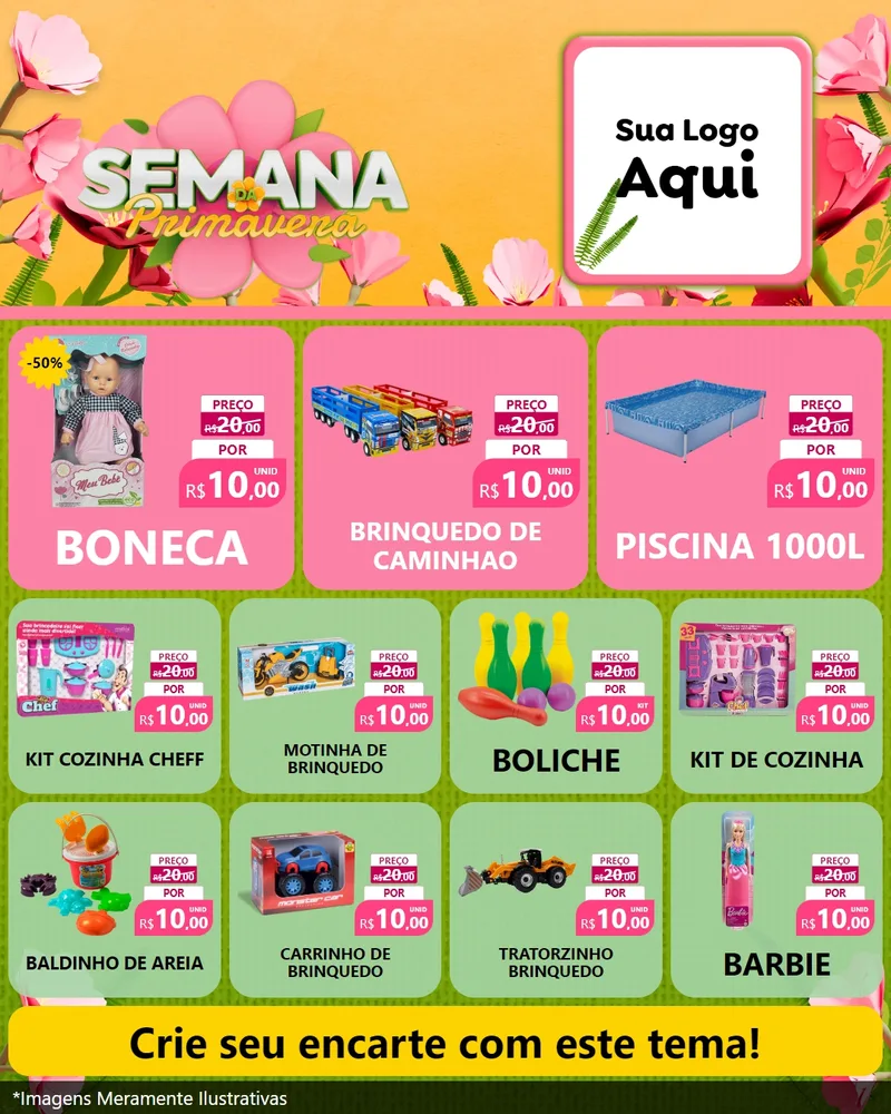 Modelo de Rede Social para Feed Instagram com o tema Semana da Primavera para Brinquedos