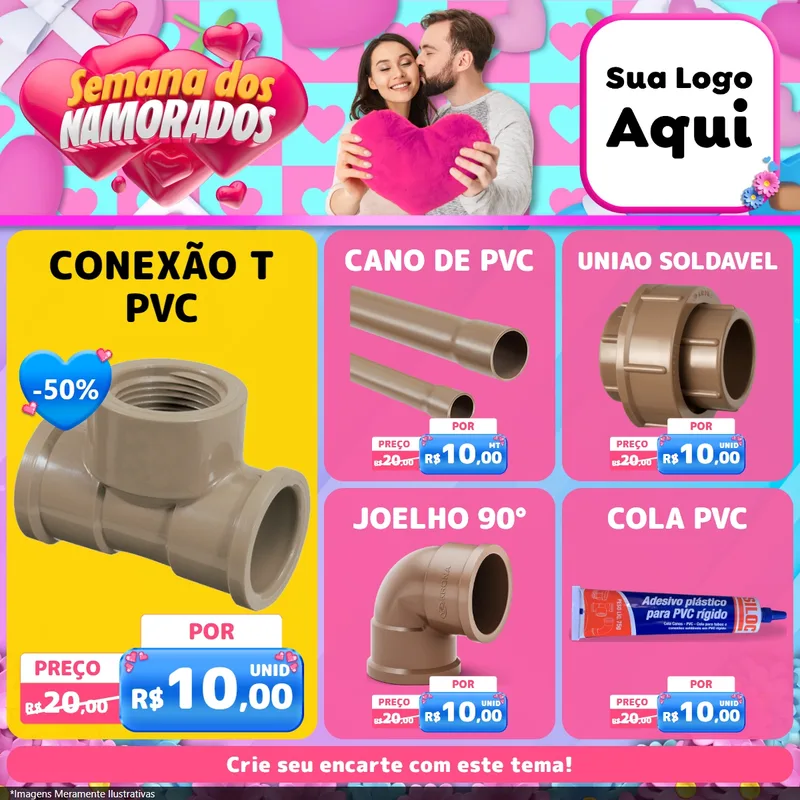 Modelo de Rede Social para Feed Facebook com o tema Semana dos Namorados para Tubos e conexões
