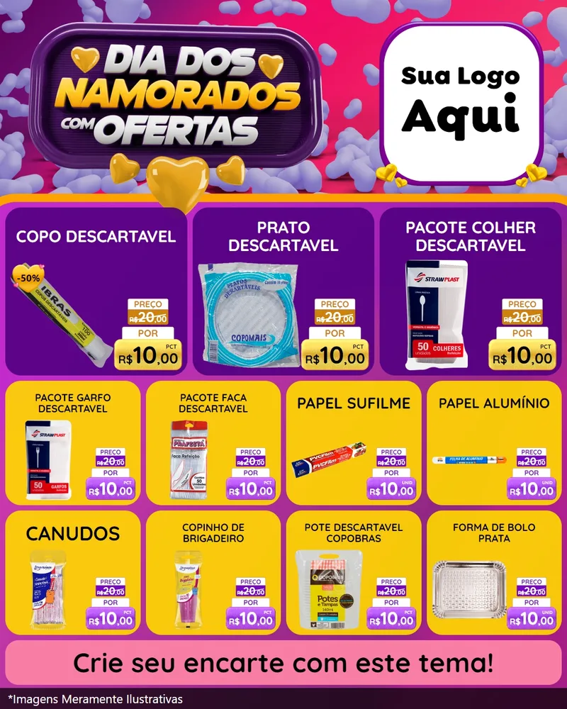 Modelo de Rede Social para Feed Instagram com o tema Dia Dos Namorados Com Ofertas para Embalagens