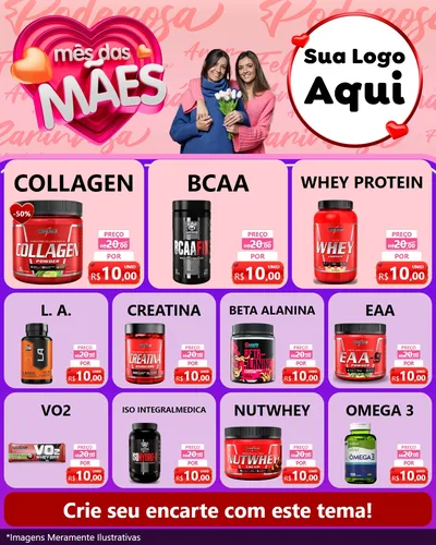 Modelo de Rede Social para Feed Instagram com o tema Mês Das Mães para Suplementos alimentares